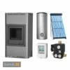 Aquaflam 17 Basic Grey Wasserführender Kaminofen Komplett-Set + Solarthermie-Set 2 (11 M²) + Hygienespeicher SHS 750 + 1 SWT