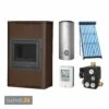 Aquaflam 25 Basic Brown Wasserführender Kaminofen Komplett-Set + Solarthermie-Set 5 (18 M²) + Pufferspeicher TPSR 1000 + 1 SWT