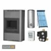 Aquaflam 25 Basic Grey Wasserführender Kaminofen Komplett-Set + Solarthermie-Set 5 (18 M²) + Kombispeicher THKE 1000 + 1 SWT