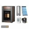 Aquaflam Vario Kalmar Basic Brown Wasserführender Kaminofen Komplett-Set + Solarthermie-Set 2 (11 M²) + Pufferspeicher TPSR 600 + 1 SWT