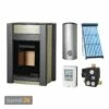 Aquaflam Vario Kalmar Basic Olive Wasserführender Kaminofen Komplett-Set + Solarthermie-Set 2 (11 M²) + Hygienespeicher SHS 550 + 1 SWT