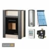 Aquaflam Vario Lend Basic Creme Wasserführender Kaminofen Komplett-Set + Solarthermie-Set 2 (11 M²) + Pufferspeicher TPSR 600 + 1 SWT