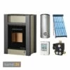 Aquaflam Vario Lend Basic Olive Wasserführender Kaminofen Komplett-Set + Solarthermie-Set 2 (11 M²) + Pufferspeicher TPSR 600 + 1 SWT