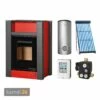 Aquaflam Vario Lend Basic Red Wasserführender Kaminofen Komplett-Set + Solarthermie-Set 2 (11 M²) + Hygienespeicher SHS 550 + 1 SWT
