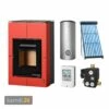 Aquaflam Vario Saporo Basic Red Wasserführender Kaminofen Komplett-Set + Solarthermie-Set 2 (11 M²) + Pufferspeicher TPSR 600 + 1 SWT