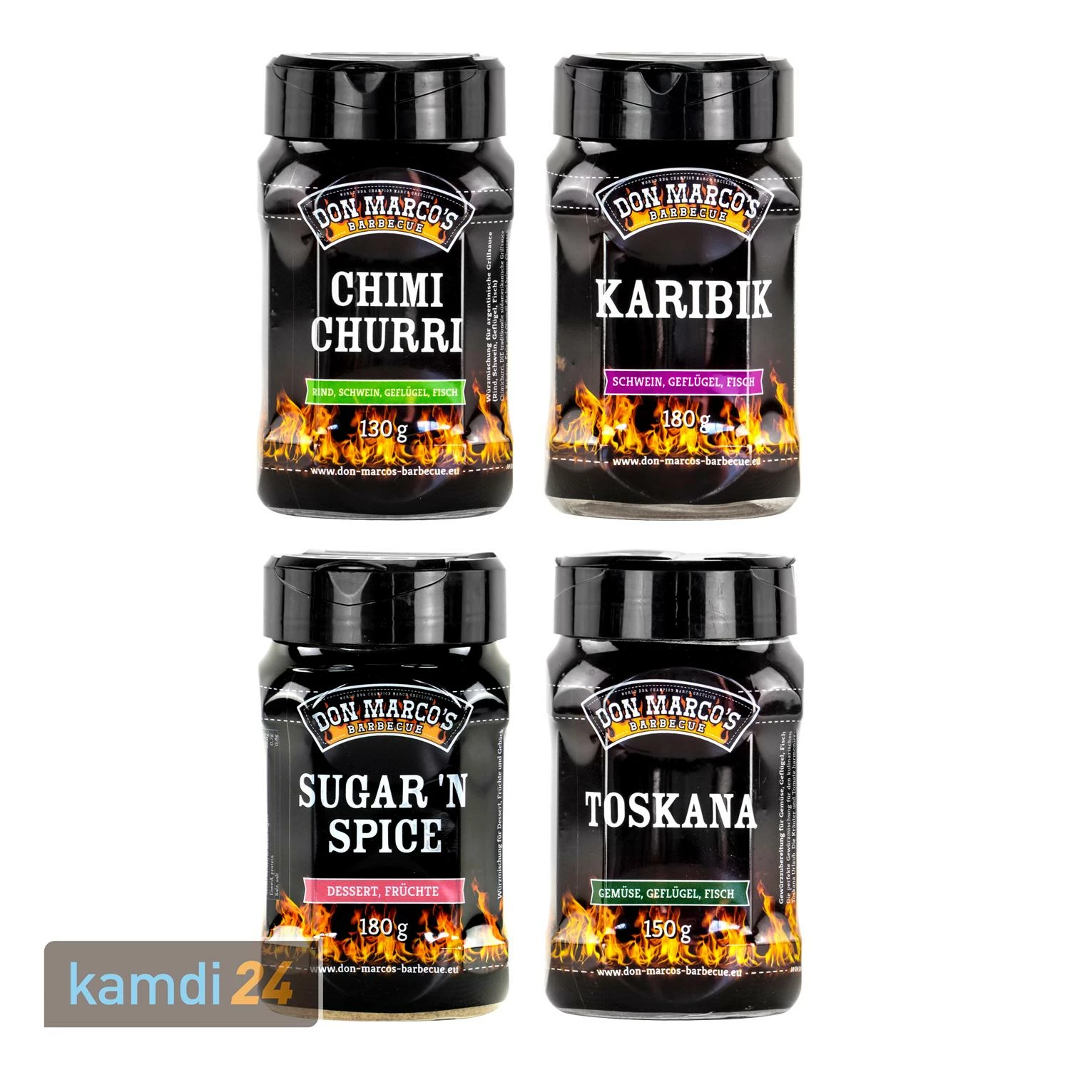 Don Marco´s Barbecue-Gewürz-Set: Chimichurri, Karibik, Sugar´n Spice & Toskana 1 Don Marco´s Barbecue-Gewürz-Set: Chimichurri, Karibik, Sugar´n Spice & Toskana
