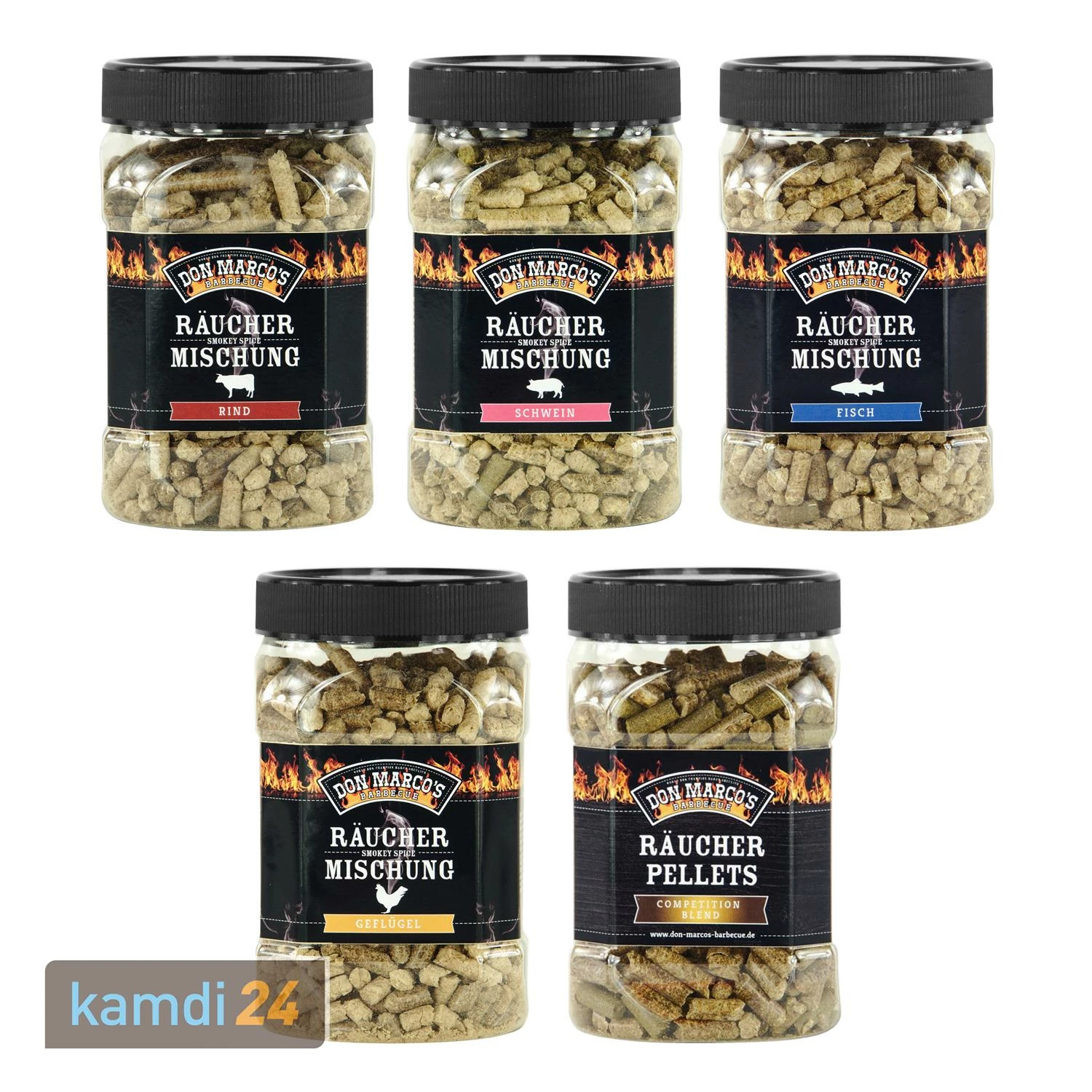 Don Marco´s Räucherpellets 5er-Set: Für Rind, Für Schwein, Für Fisch, Für Geflügel Und Competition Blend 1 Don Marco´s Räucherpellets 5er-Set: Für Rind, Für Schwein, Für Fisch, Für Geflügel Und Competition Blend