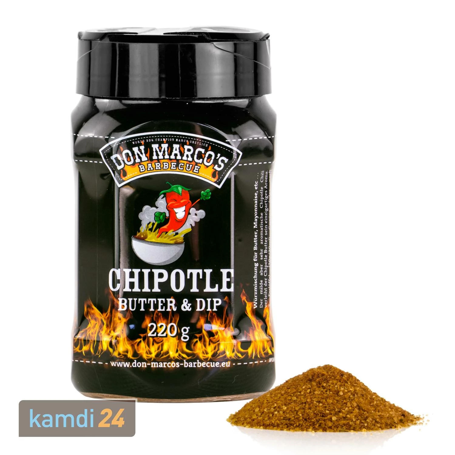 Don Marco´s Rub-Set: Chipotle Butter & Dip Seasoning, Carolina Mustard & Crazy Chicken 2 Don Marco´s Rub-Set: Chipotle Butter & Dip Seasoning, Carolina Mustard & Crazy Chicken – Bild 2