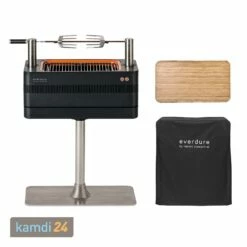 Everdure FUSION™ Holzkohlegrill + Abdeckhaube + Bambustischplatte