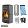 La Nordica Norma DSA Titanio Wasserführender Kaminofen + Solarthermie-Set 4 (15,17 M²) + Hygienespeicher SHS 900 + 1 SWT