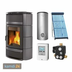 La Nordica Norma DSA Titanio Wasserführender Kaminofen + Solarthermie-Set 4 (15,17 M²) + Hygienespeicher SHS 900 + 1 SWT