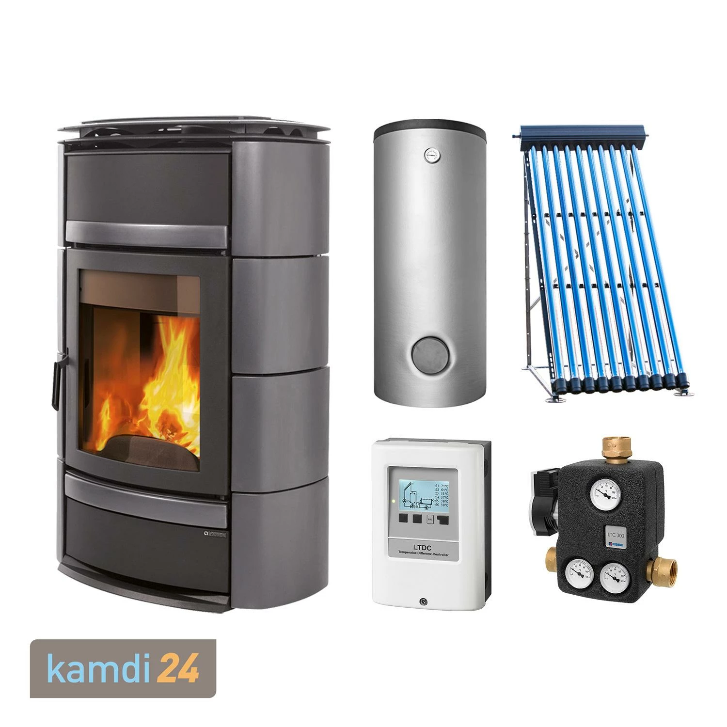 La Nordica Norma DSA Titanio Wasserführender Kaminofen + Solarthermie-Set 4 (15,17 M²) + Kombispeicher 1000 + 1 SWT 1 La Nordica Norma DSA Titanio Wasserführender Kaminofen + Solarthermie-Set 4 (15,17 M²) + Kombispeicher 1000 + 1 SWT