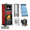 La Nordica Termorossella Plus Forno DSA 4.0 Wasserführender Kaminofen Liberty Bordeaux Komplett-Set + Solarthermie-Set 4 (15,17 M²) + Pufferspeicher TPSR 825 + 1 SWT