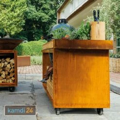 OFYR Sockel Corten 135 PRO Teakholz Für Kamado BGE -Küchengrill Geschäft ofyr sockel corten 135 pro beton fuer kamado bge kopie 22503 m 4