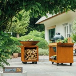OFYR Sockel Corten 65 PRO Teakholz Für Kamado BGE -Küchengrill Geschäft ofyr sockel corten 65 pro teakholz fuer kamado bge m 2