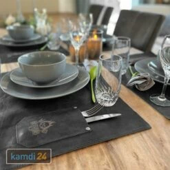 Rock'n'Rubs Tisch-Set Aus Leder Anthrazit -Küchengrill Geschäft rocknrubs tisch set aus leder anthrazit 23972 m 3