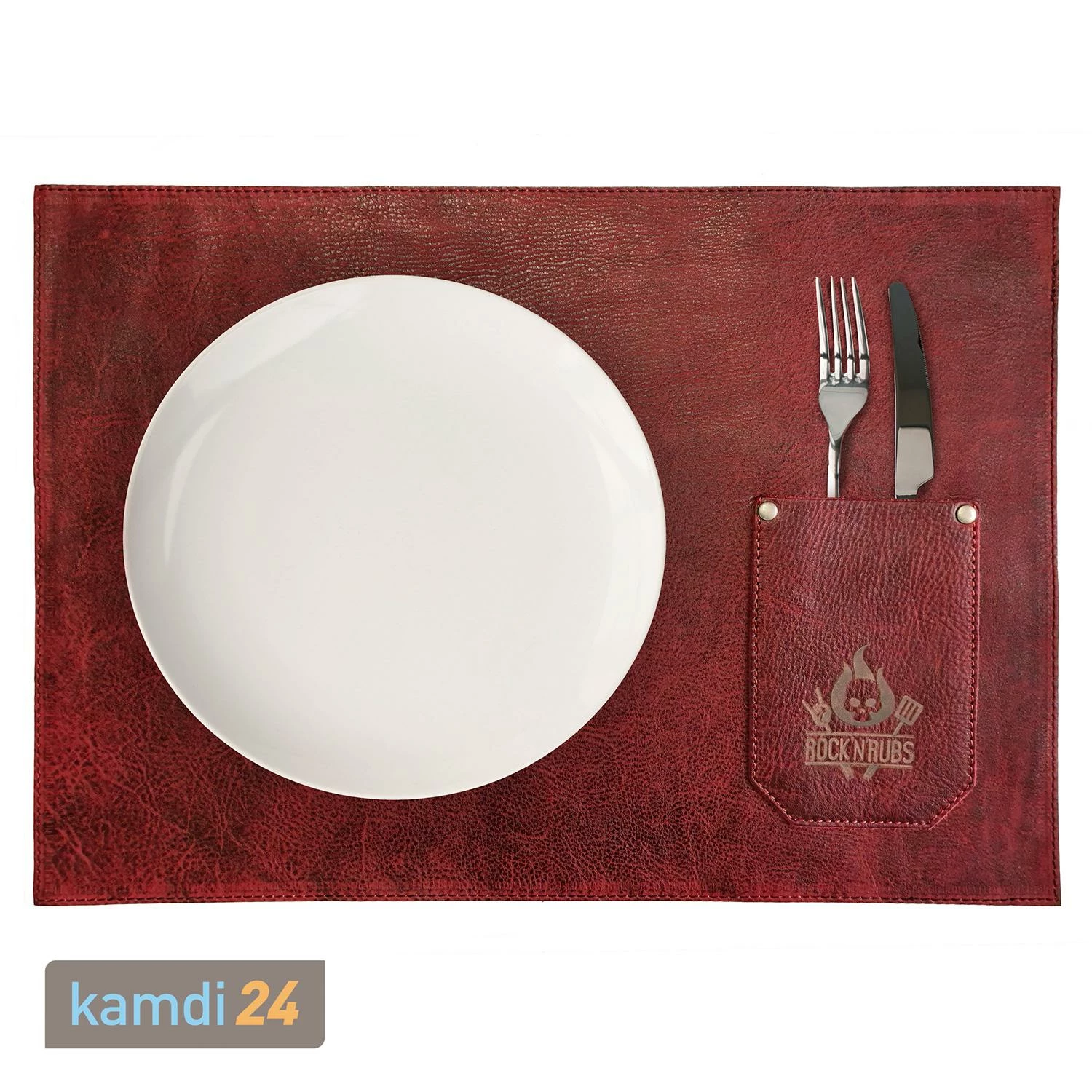 Rock'n'Rubs Tisch-Set Aus Leder Rot 2 Rock'n'Rubs Tisch-Set Aus Leder Rot – Bild 2