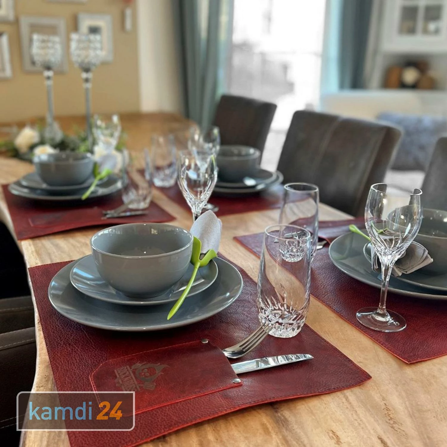 Rock'n'Rubs Tisch-Set Aus Leder Rot 3 Rock'n'Rubs Tisch-Set Aus Leder Rot – Bild 3