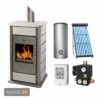 Schmitzker Alicante Anthrazit Speckstein Wasserführender Kaminofen + Solar-Set 1 (7,52 M²) Mit Hygienespeicher 550 + 1 SWT