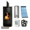 Schmitzker Faro Blackline Wasserführender Kaminofen + Solar-Set 1 (7,52 M²) Mit Hygienespeicher 550 + 1 SWT