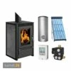 Schmitzker Marbella Compact Keramik Anthrazit Wasserführender Kaminofen + Solar-Set 1 (7,52 M²) Mit Pufferspeicher 500L + 1 SWT