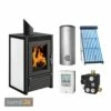 Schmitzker Marbella Compact Stahl Weiß Wasserführender Kaminofen + Solar-Set 1 (7,52 M²) Mit Kombispeicher 600L + 1 SWT