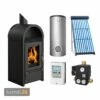 Schmitzker Marbella Stahl Schwarz Wasserführender Kaminofen + Solar-Set 1 (7,52 M²) Mit Kombispeicher 600L + 1 SWT
