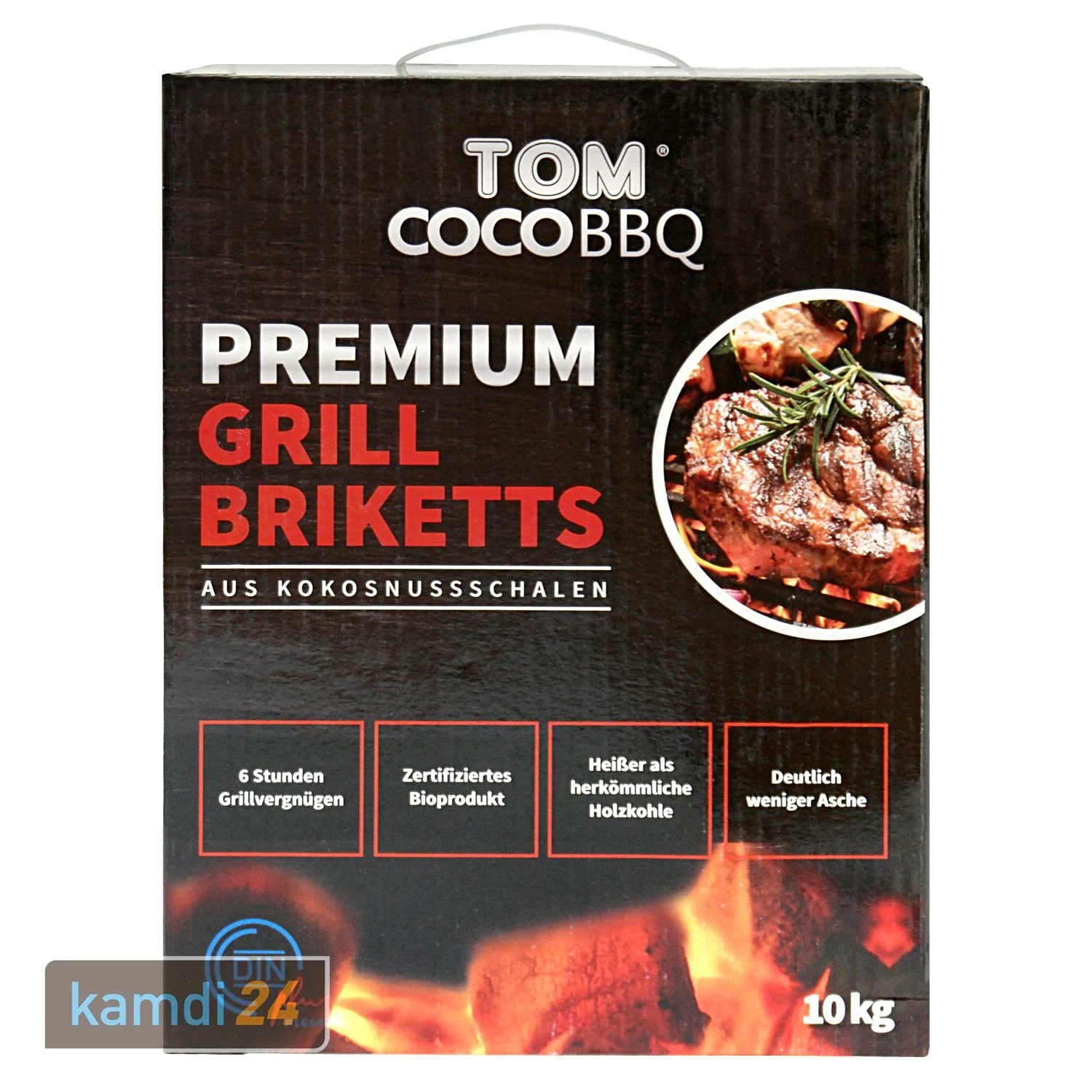TOM COCO Grill-Kokoskohle Briketts, Quader, 10 Kg 2 TOM COCO Grill-Kokoskohle Briketts, Quader, 10 Kg – Bild 2