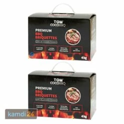 TOM COCO Grill-Kokoskohle Briketts, Quader, 2 X 4 Kg (8 Kg)