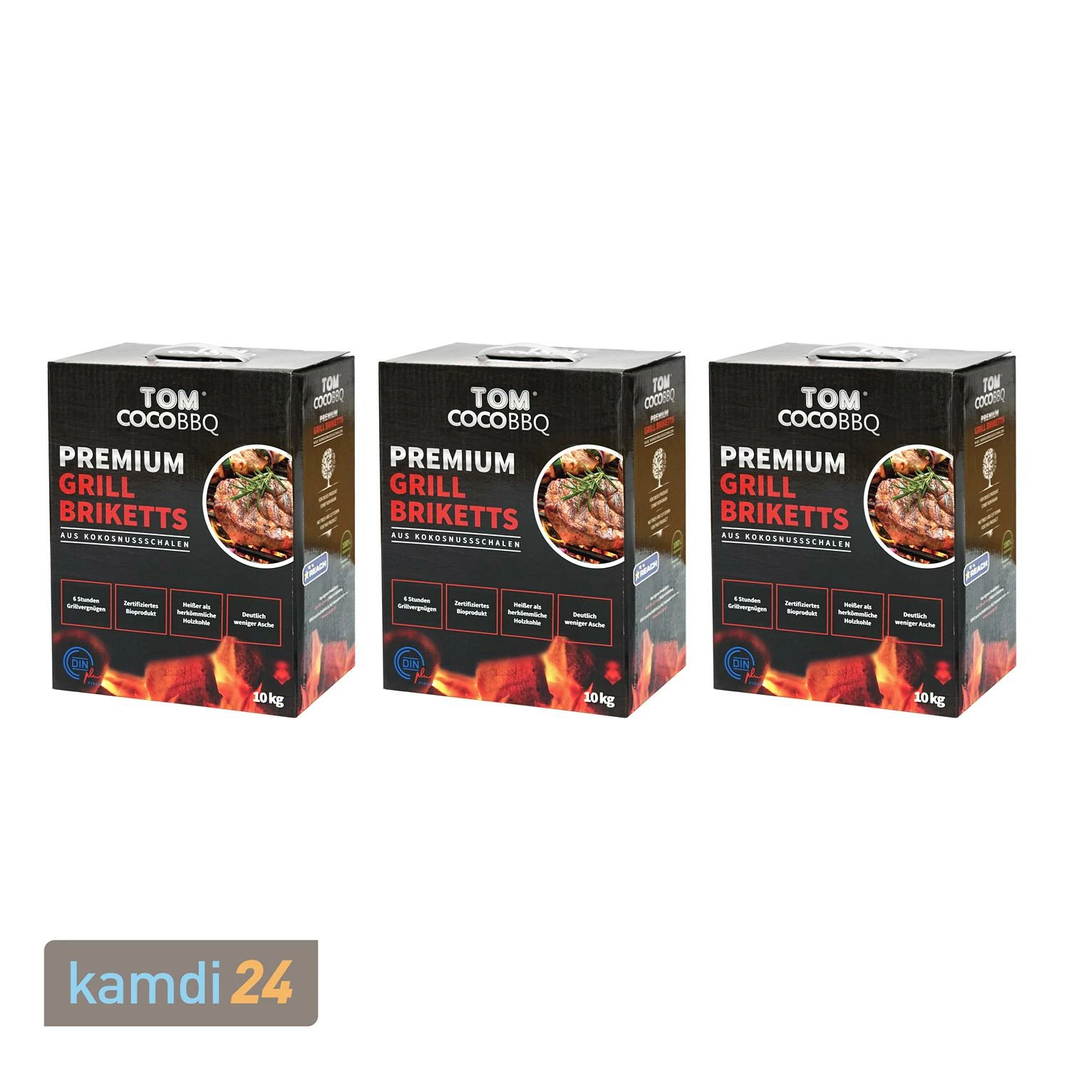 TOM COCO Grill-Kokoskohle Briketts, Quader, 3 X 10 Kg (30 Kg) 1 TOM COCO Grill-Kokoskohle Briketts, Quader, 3 X 10 Kg (30 Kg)