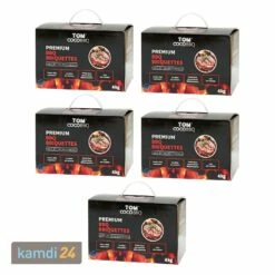 TOM COCO Grill-Kokoskohle Briketts, Quader, 5 X 4 Kg (20 Kg)