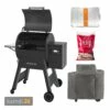 Traeger IRONWOOD 650 Pellet Grill Schwarz Inkl. Abdeckhaube, Ablaufblech-Schutzfolie + Hartholz Pellets Cherry 9 Kg