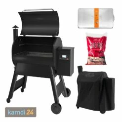 Küchengrill Geschäft 35 Traeger PRO D2 780 Pellet Grill Schwarz Inkl. Abdeckhaube, Ablaufblech-Schutzfolie + Hartholz Pellets Cherry 9 Kg