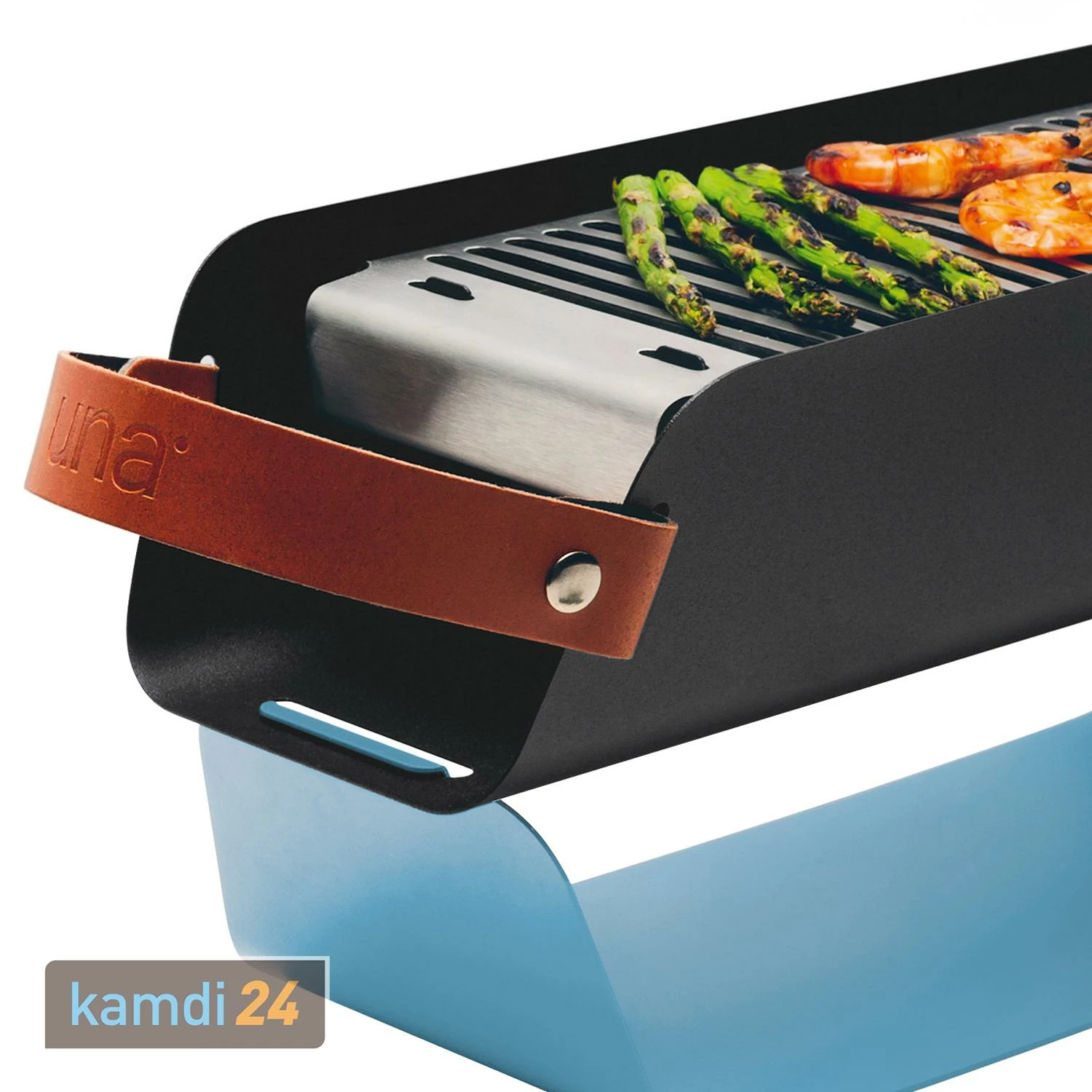 UNA Holzkohlegrill Pastellblau 2 UNA Holzkohlegrill Pastellblau – Bild 2